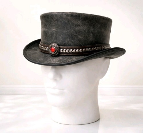 Vintage black leather - black, top
