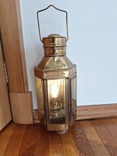 Antique brass Coach Lamps Wired For Electricity With Glass Panels
