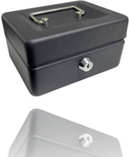 MONEY BOX TIN 6" STEEL METAL CASH SAFE SECURITY PETTY TIN WITH LOCK 2 KEYS BLACK