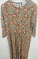 Luella Green Leaf & Animal Print Maxi Dress 3/4 Sleeve Womens Uk 14