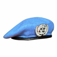 UN BLUE BERET United Nations Peacekeeping Force Cap Hat With UN Badge Size 60
