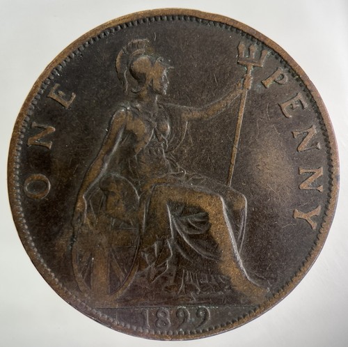 1899 victoria one penny coin - 1899, |