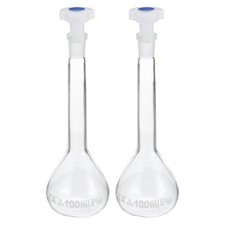 100ml 2Pcs 3.3 Borosilicate Glass Graduated Volumetric Flask with Plug Cap
