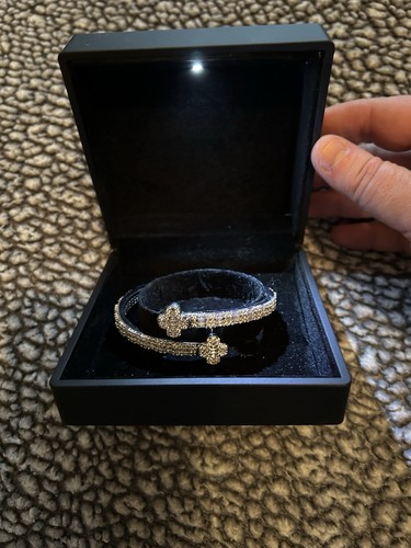 18k white solid bangle - white, for