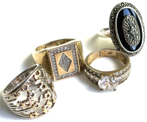 Mixed vintage silver rings - mixed,