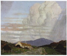 Little Thatched Cottages Connemara Paul Henry print in 11 x 14 mount SUPERB