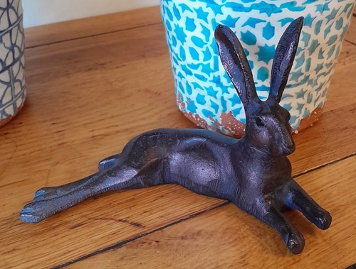 Miniature laying hare garden - laying,