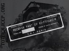 GRC9 RT77 RECEIVER PARIS jeep