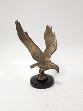 Vintage Brass Eagle Figurine on Black Marble Base Ornament Sculpture