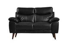 SOFAINSTORE Elliston Genuine Leather Black 2 Seater Sofa – Premium Comfort