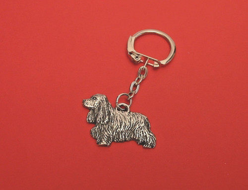 Cocker spaniel pewter keyring - pewter,