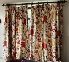 lined curtains. Bespoke Interlining  2 Panels  Cream Brown Orange Warm 145x 194