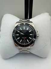 Gucci Dive Black Dial YA136301 40mm Stainless Steel Case Silver Bracelet Date