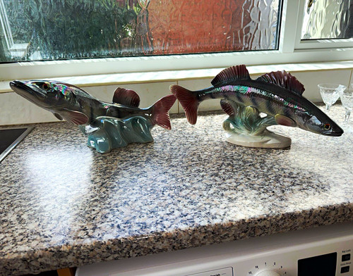 Pair decorative glossy fish - pair,