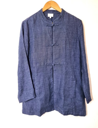 East linen jacket size - linen, blue
