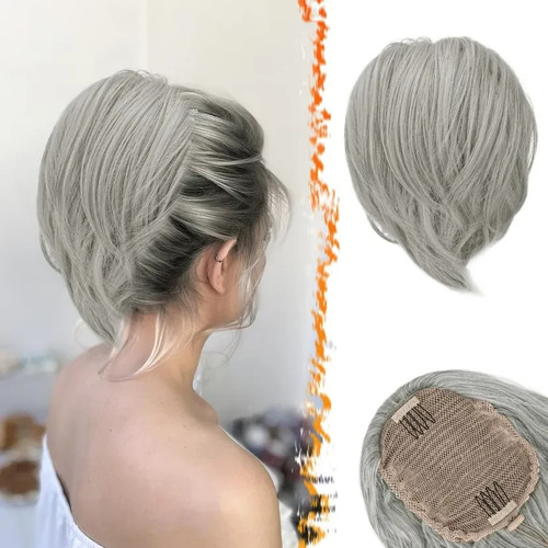Short grey synthetic hair - synthetic,