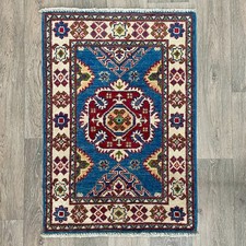 91 x 62cm Vintage Handmade Afghan Carpet Door Bath Mat Small Oriental Wool Rug