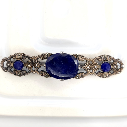 Vintage silver tone marcasite - vintage,