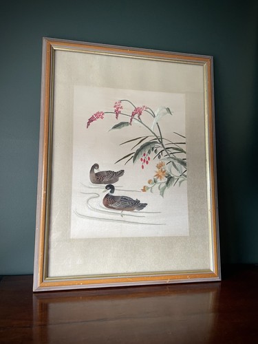 Vintage framed oriental - framed, silk