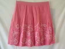Boden Pleated Full Skirt‎ Size 14R Women Pink Cotton Stitched Ribbon Design