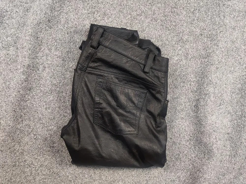 Black genuine leather trouser - black,