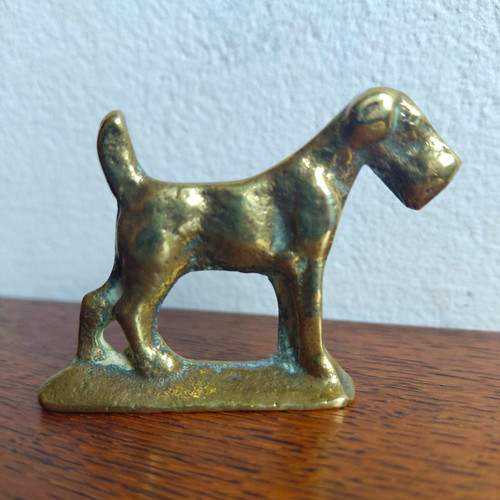 Small brass terrier dog - small,