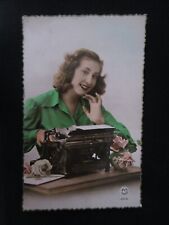 A Glamorous Secretary Typist Real Photo Vintage Typewriter Postcard K17
