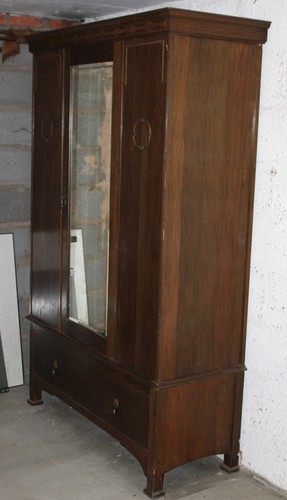 Vintage dark wood wardrobe - wood,