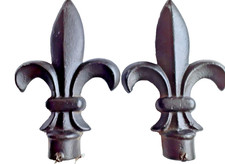 VIintage FLEUR DE LIS Cast Iron Curtain Rod Ends