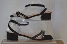 Simply Be womens black strappy stud detail square toe sandals UK 8 Extra Wide