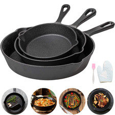 "3PC Cast Iron Pan Set Skillet