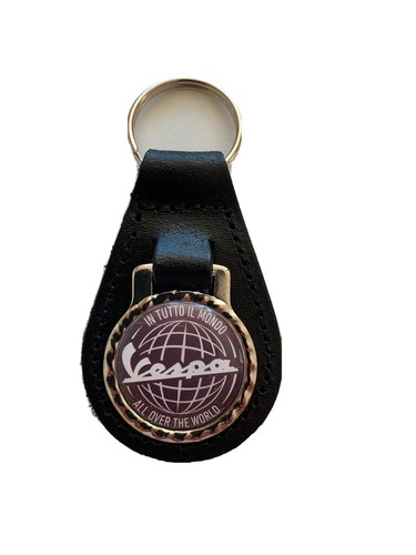 Black leather keyring fob - leather,