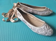 Embroidered Ballet Pumps Size 4 Wedding Bridal Special Occasion Brand New in Box