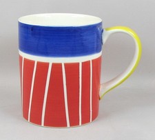 Whittard of Chelsea Mug Coffee/Tea Ceramic Large ¾ Pint - Blue & Red Striped Mug