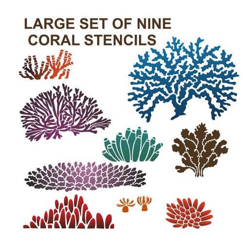 Large set stencils coral - of,