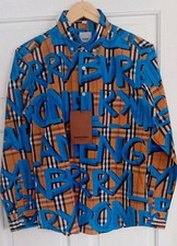 Burberry Shirt  All Over Graffiti Nova Check Men's Size L Never Been Worn 