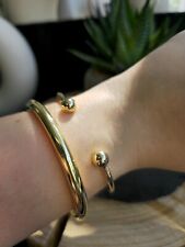 New Solid 9ct Yellow Gold TORQUE BANGLE TORQ BALL Open Split BRACELETFlat Bottom