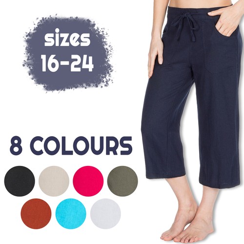 Metzuyan womens cropped linen - cropped,