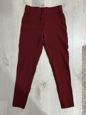 Zara Red Dogtooth Trousers Size Small