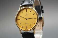 Vintage 1984 [Exc+4] Omega De Ville Cal.1365 Gold Dial 32mm Quartz Men's Watch