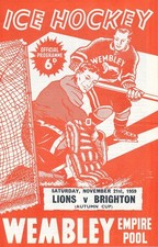 ICE HOCKEY PROGRAMME - Wembley Lions v Brighton Tigers (Autumn Cup 21.11) 1959