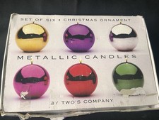 vintage set of six metallic ball candles by Two's Company, Decoration(b1)