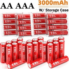 EBL 1.5V Rechargeable AA AAA Li-ion Lithium Batteries 1200 / 3000mwh Lot