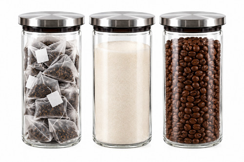 Glass storage jars metal - glass,