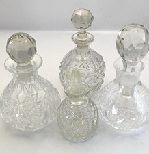Bundle 4 Vintage Cut Glass Perfume Bottles