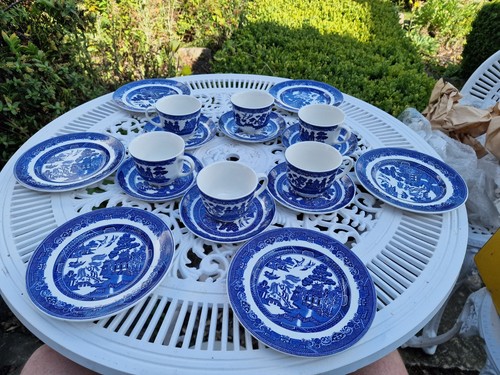 18pc new blue willow tea - new,