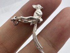 Vintage Solid Silver Long Tail Bird On Stand Charm Moves
