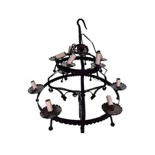 Vintage Gothic Revival Style Wrought Iron 12 Candle Chandelier
