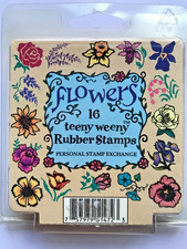 PSX Collection of Flowers 16 teeny weeny rubber stamps - Made in USA