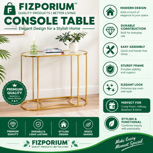 Glass console table gold frame - console,